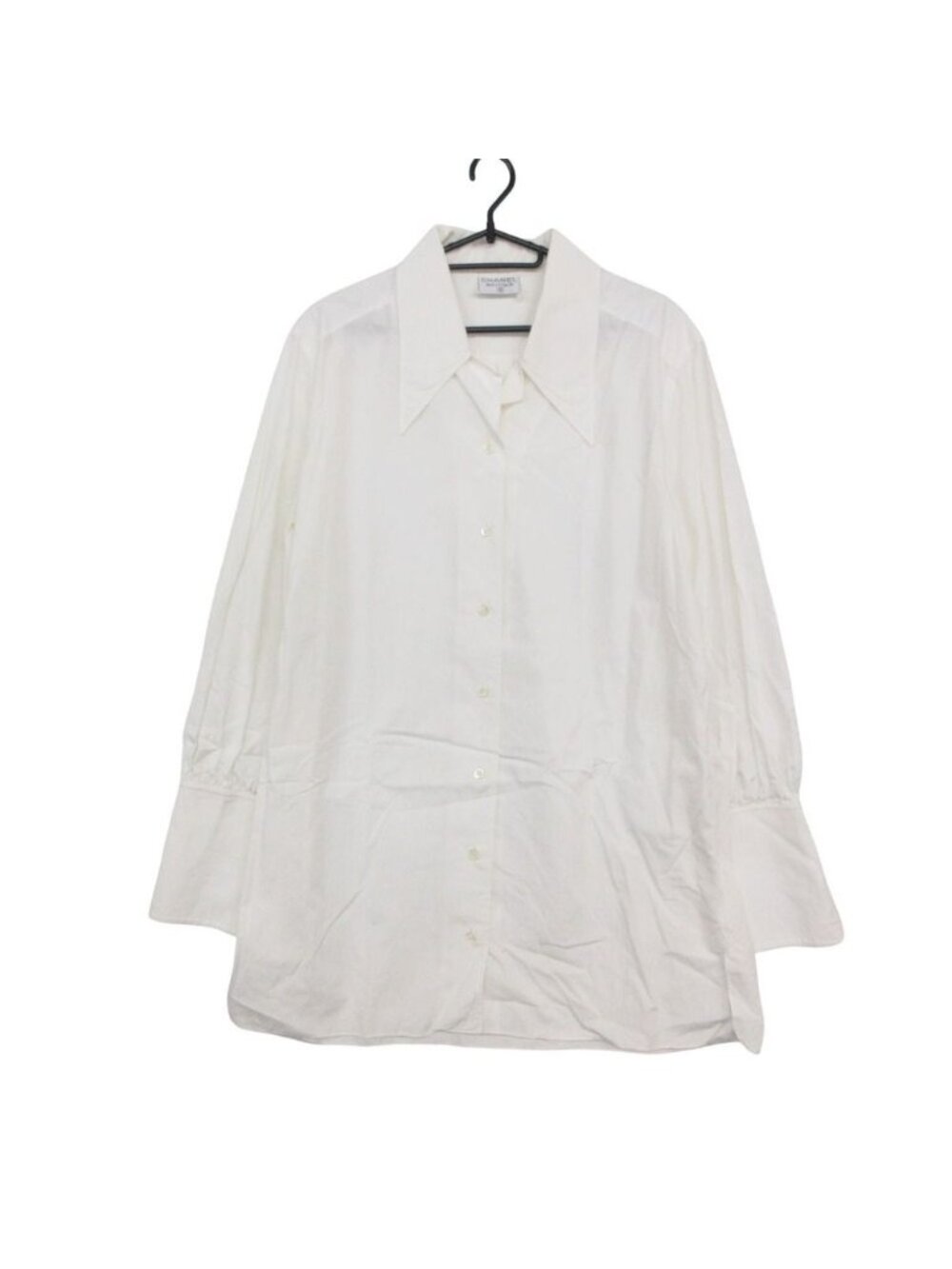 Chanel Long Sleeve Shirt Blouse Pointed Color Top White